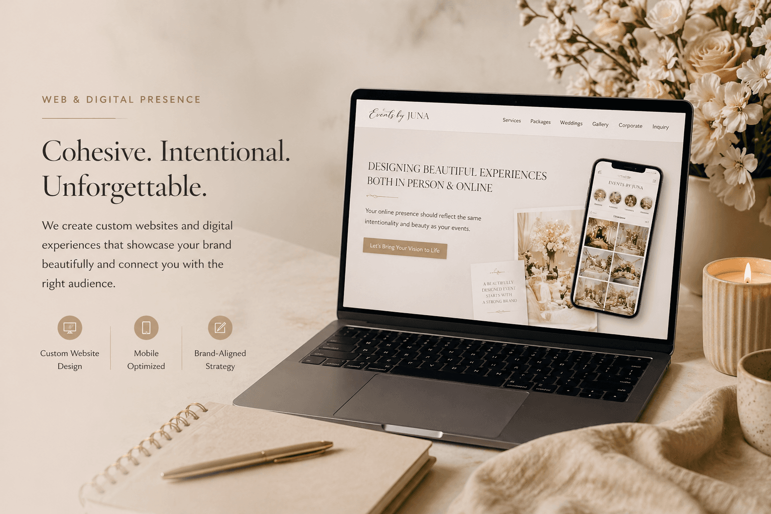 Custom small business website design — clean, modern layout on desktop and mobile devices