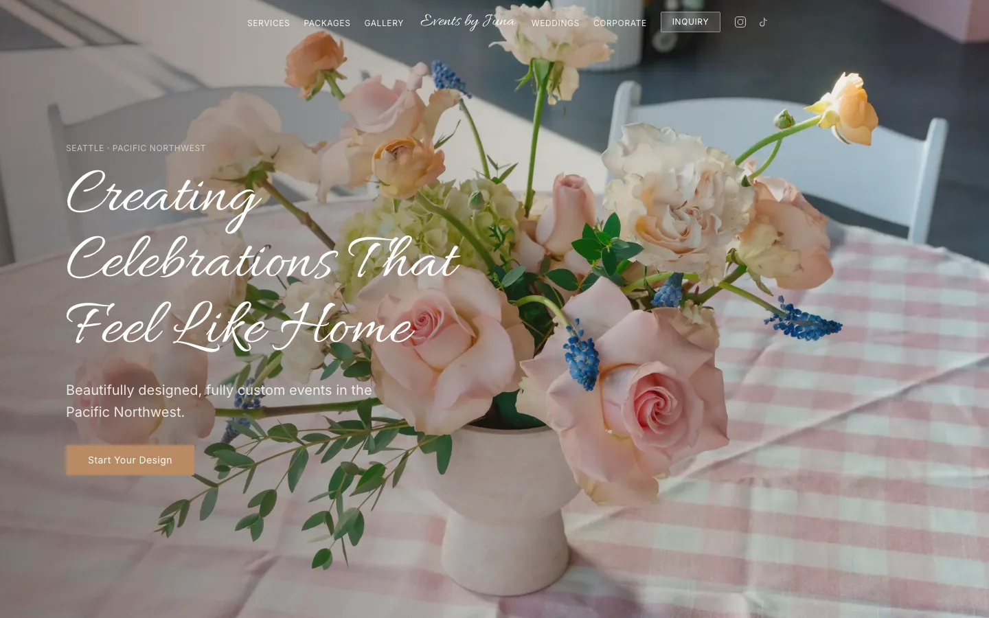 Desktop view of the Events by Juna website designed and developed by LMN Capture