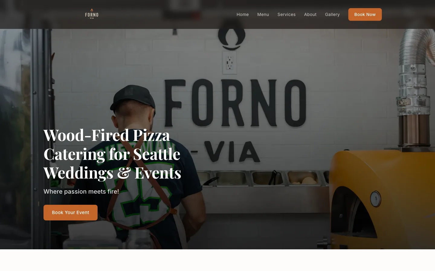 Forno Via Pizza website homepage, designed and built by LMN Capture