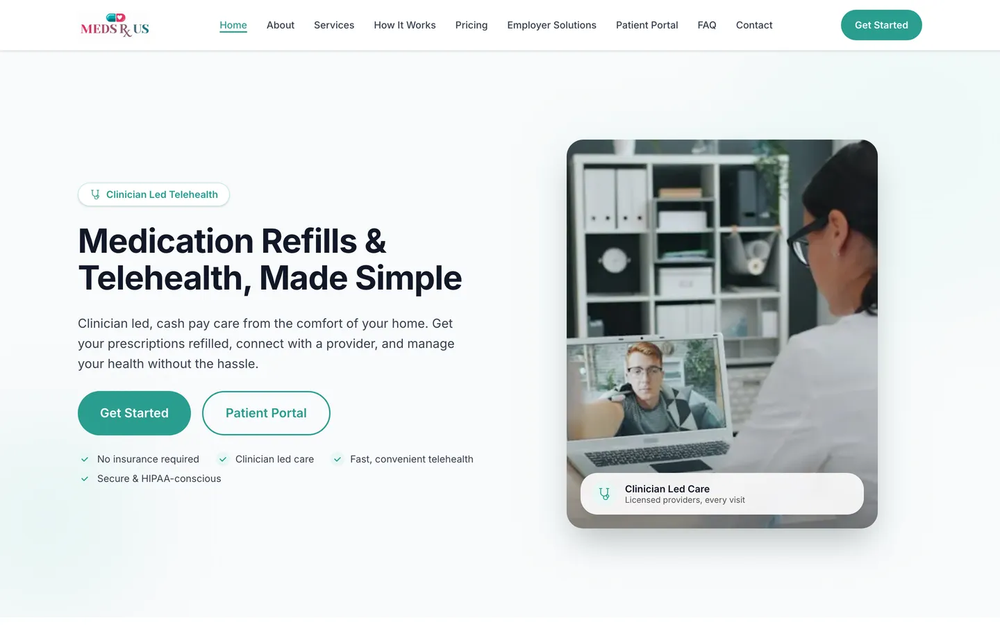 Desktop view of the Meds R Us website designed and developed by LMN Capture