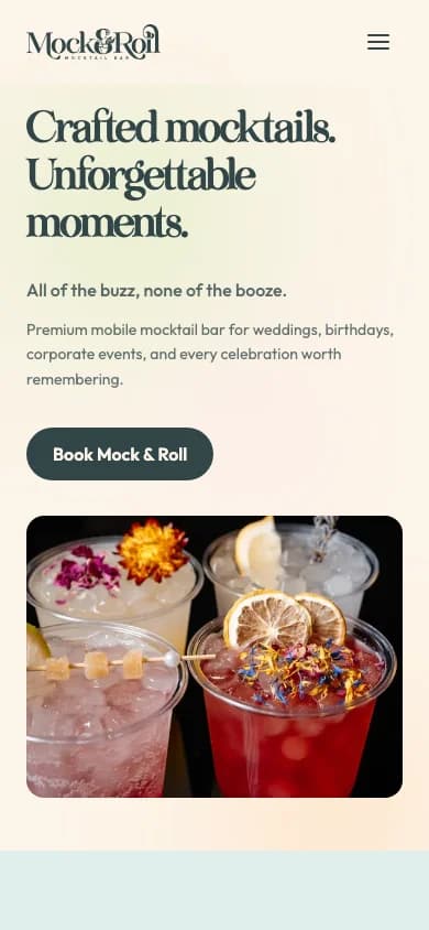 Mock & Roll website shown on a mobile phone